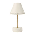 **Lampa stołowa w kolorze białym z metalowym stelażem**
